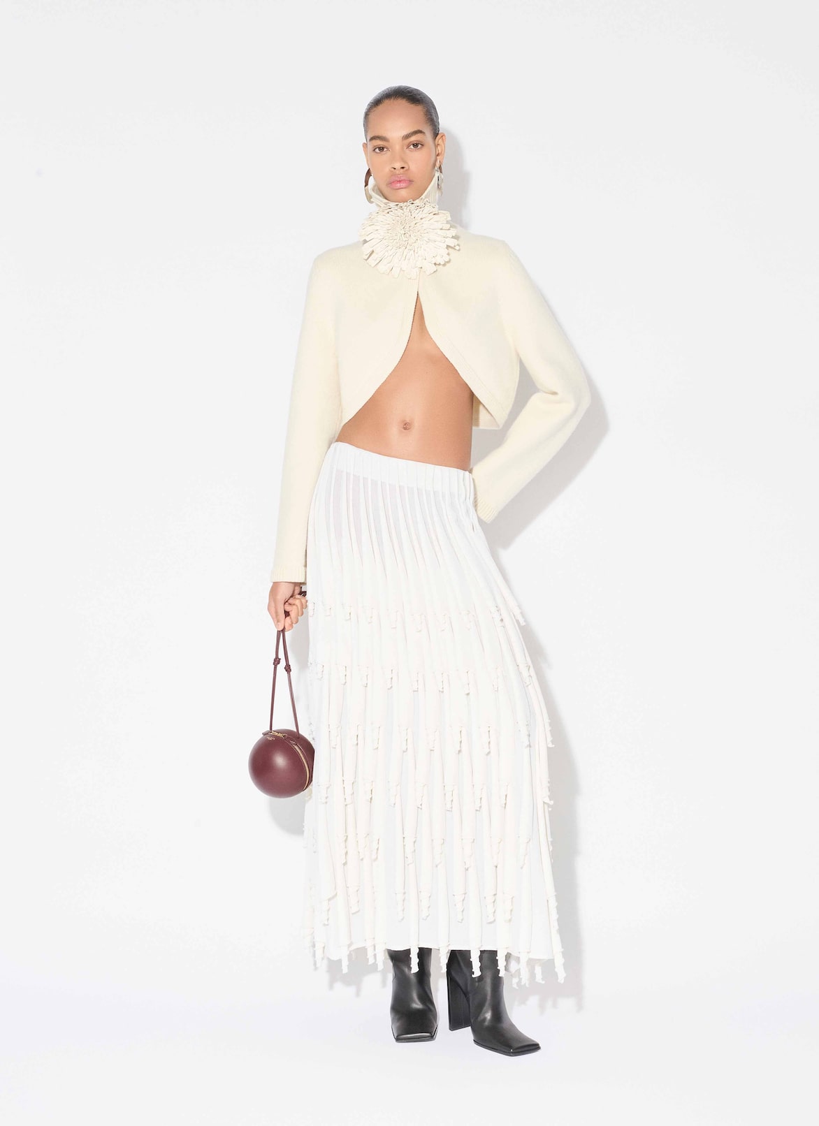 SILK-BLEND KNIT LAYERED  CUPS SKIRT ALAÏA   SILK-BLEND KNIT LAYERED  CUPS SKIRT